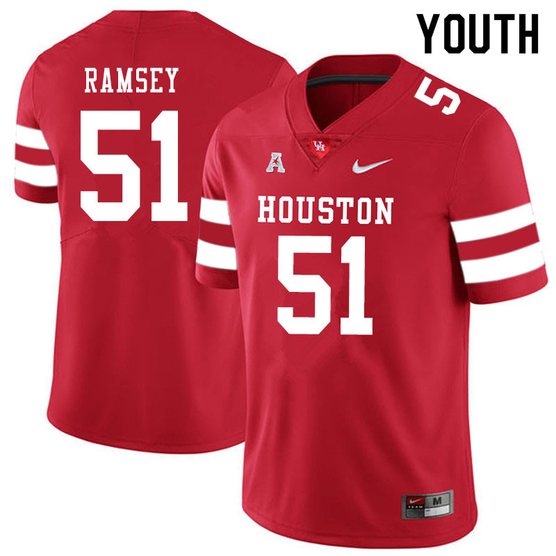 Youth #51 Kyle Ramsey Houston Cougars College Football Jerseys Sale-Red - Click Image to Close